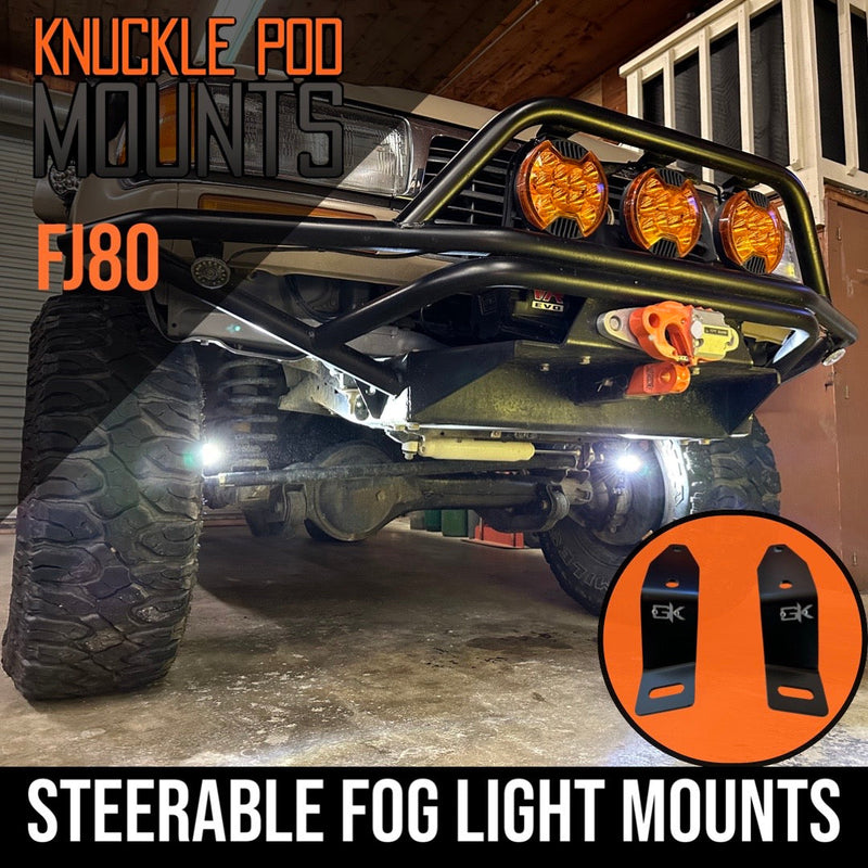 Load image into Gallery viewer, Toyota FJ80 Landcruiser Steerable Knuckle Pod Light Mounts (1990-1997)
