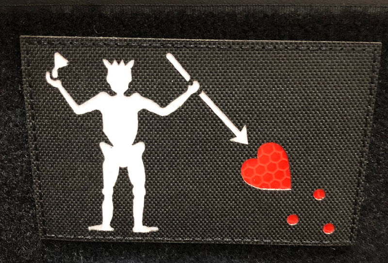 Load image into Gallery viewer, 3” x 4” Blackbeard Flag Patch Glow in the Dark reflective
