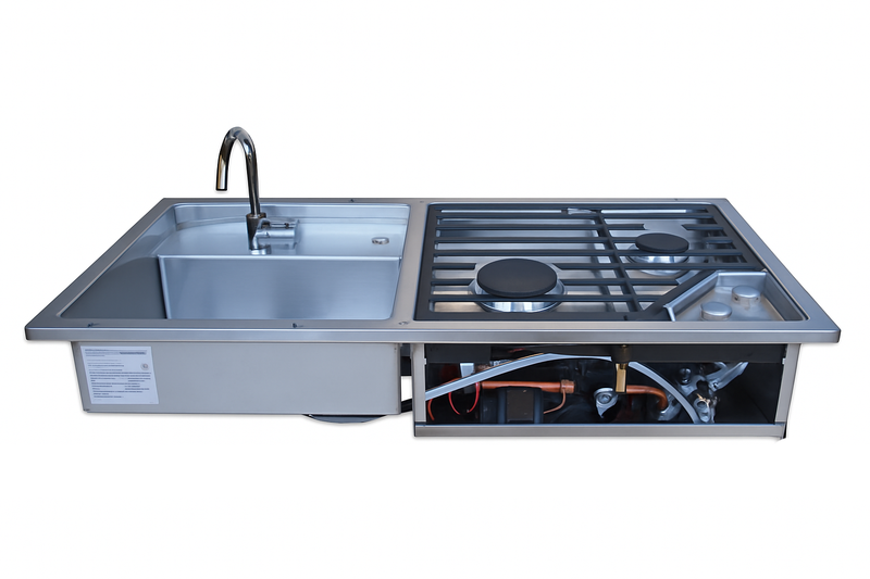 Load image into Gallery viewer, Hitch Kitchen Insert with Sink, Dual Burners &amp; Water Pump
