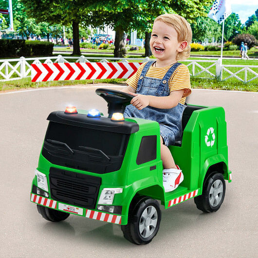 Load image into Gallery viewer, Interactive 12V Garbage Truck for Kids with Flashing Lights and Recycling Accessories
