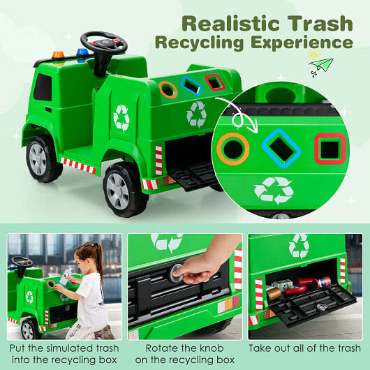 Load image into Gallery viewer, Interactive 12V Garbage Truck for Kids with Flashing Lights and Recycling Accessories
