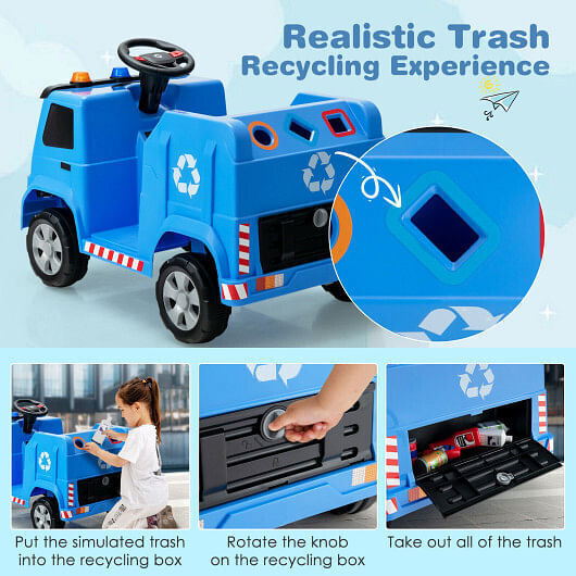Load image into Gallery viewer, Interactive 12V Garbage Truck for Kids with Warning Lights and Recycling Accessories
