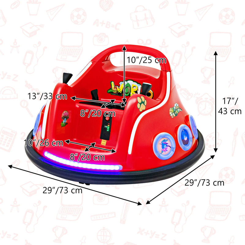 Load image into Gallery viewer, Interactive 12V Kids Bumper Car with Remote Control, LED Lights, and Music - Red
