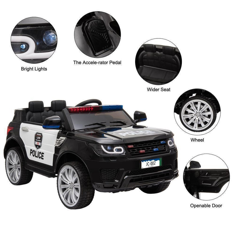 Load image into Gallery viewer, Interactive 12V Kids Police Car with Music, LED Lights, and Remote Control
