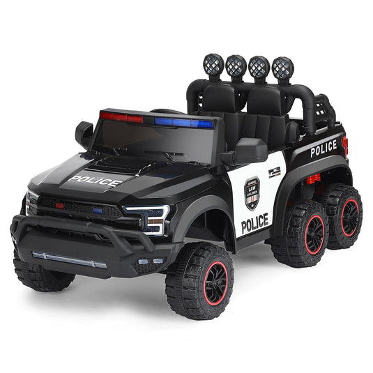 6-Wheel Electric Police Car for Kids with RC, LED Lights, and Intercom