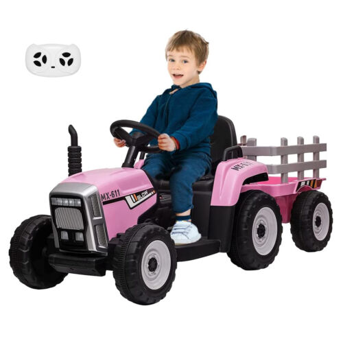 Load image into Gallery viewer, Interactive 12V Ride-On Tractor Trailer for Kids with Remote Control and MP3 Player
