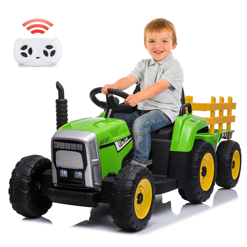 Load image into Gallery viewer, Interactive 12V Ride-On Tractor Truck with Music and Detachable Trailer - Perfect Gift for Boys and Girls
