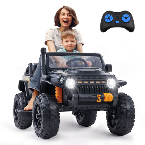 Interactive 12V Ride-On Truck for Kids with Remote Control, LED Lights, and Music
