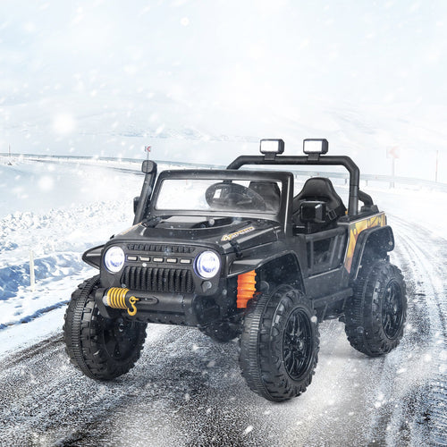 Interactive 12V Ride On Truck with Remote Control, LED Lights, and Music for Parent-Child Fun