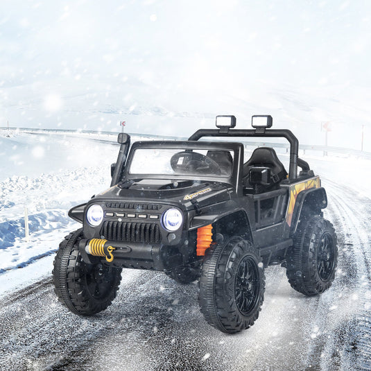 Interactive 12V Ride On Truck with Remote Control, LED Lights, and Music for Parent-Child Fun