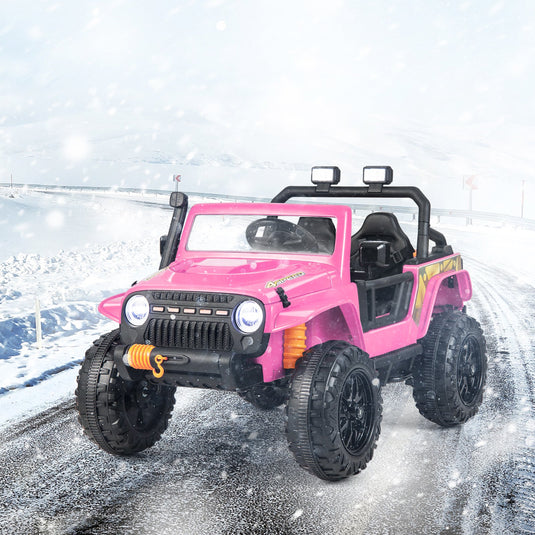 Interactive 12V Ride On Truck with Remote Control, LED Lights, and Music for Parent-Child Fun