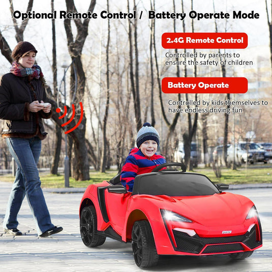 Interactive 2.4G RC Electric Car for Kids with Lights, MP3 Player, and Openable Doors - 12V