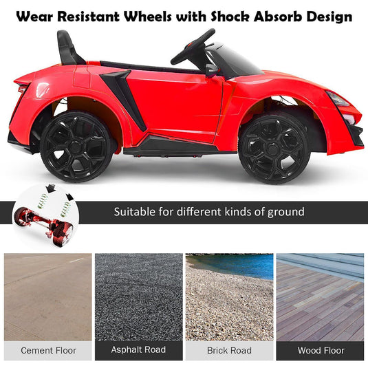 Interactive 2.4G RC Electric Car for Kids with Lights, MP3 Player, and Openable Doors - 12V