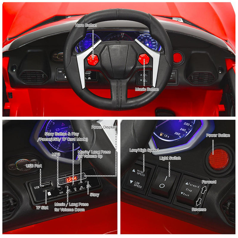 Load image into Gallery viewer, Interactive 2.4G RC Electric Car for Kids with Lights, MP3 Player, and Openable Doors - 12V
