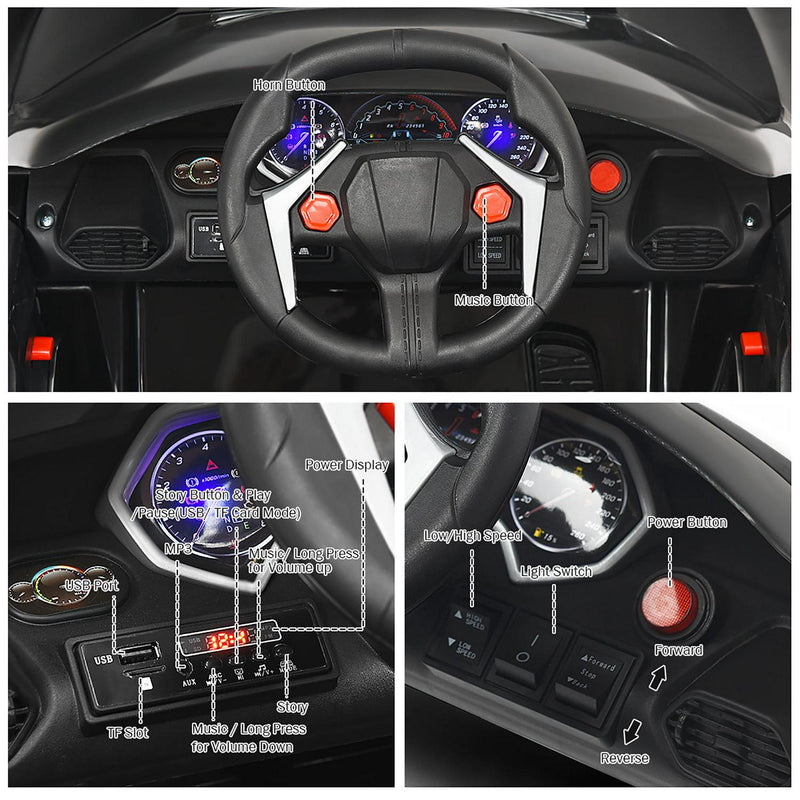 Load image into Gallery viewer, Interactive 2.4G RC Electric Car for Kids with Lights, MP3 Player, and Openable Doors - 12V
