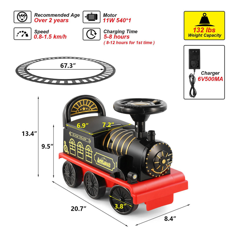 Load image into Gallery viewer, Interactive 6V Electric Kids Train Set with Track, Carriage, Lights, Whistle, Music, Storytelling, and Storage
