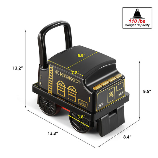 Interactive 6V Electric Kids Train Set with Track, Carriage, Lights, Whistle, Music, Storytelling, and Storage