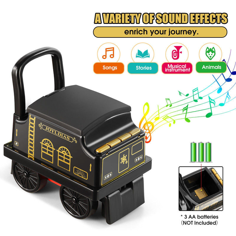 Load image into Gallery viewer, Interactive 6V Electric Kids Train Set with Track, Carriage, Lights, Whistle, Music, Storytelling, and Storage
