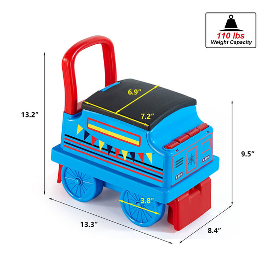 Interactive 6V Electric Kids Train Set with Track, Carriage, Lights, Whistle, Music, Storytelling, and Storage