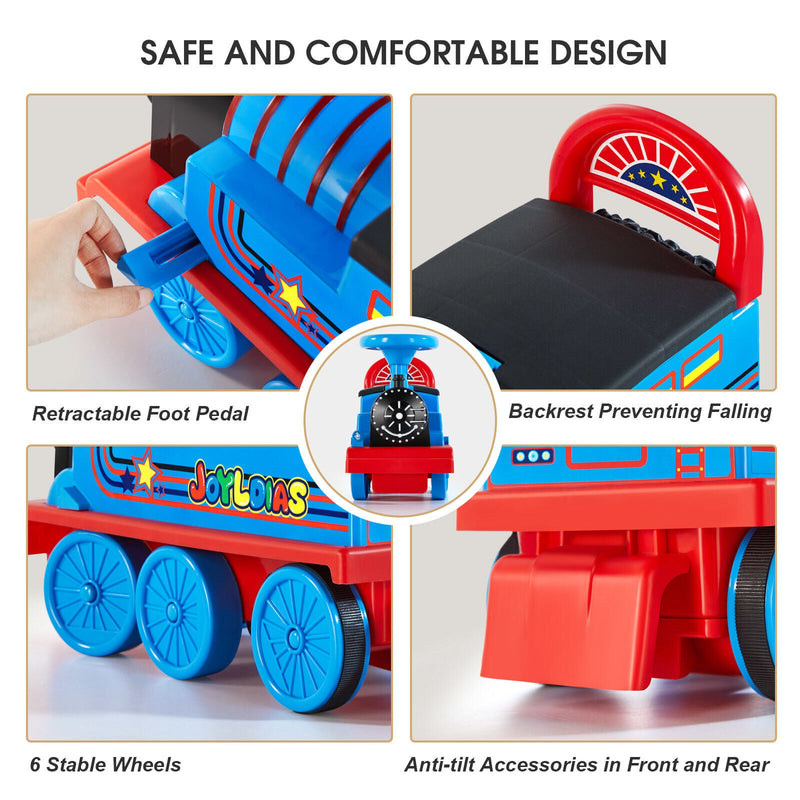 Load image into Gallery viewer, Interactive 6V Electric Kids Train Set with Track, Carriage, Lights, Whistle, Music, Storytelling, and Storage
