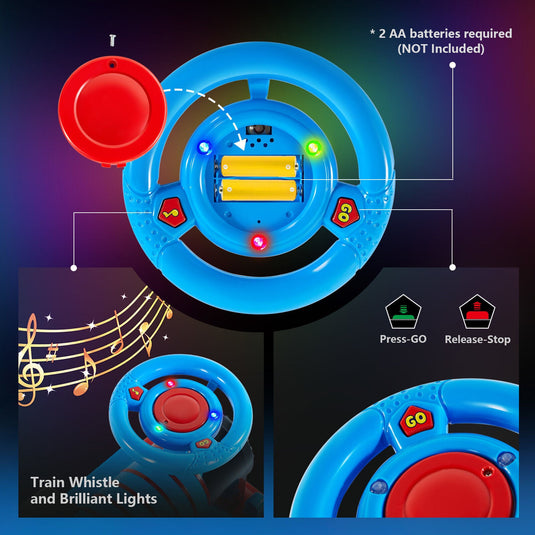 Interactive 6V Electric Kids Train Set with Track, Carriage, Lights, Whistle, Music, Storytelling, and Storage