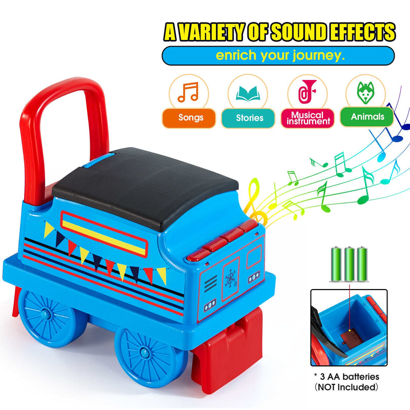 Load image into Gallery viewer, Interactive 6V Electric Kids Train Set with Track, Carriage, Lights, Whistle, Music, Storytelling, and Storage
