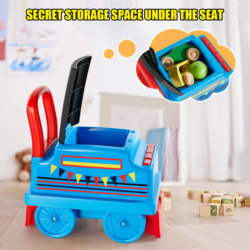 Load image into Gallery viewer, Interactive 6V Electric Kids Train Set with Track, Carriage, Lights, Whistle, Music, Storytelling, and Storage
