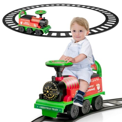 Load image into Gallery viewer, Interactive 6V Kids Ride-On Train with 16-Piece Track Set, Lights, Sounds, and Storage Seat
