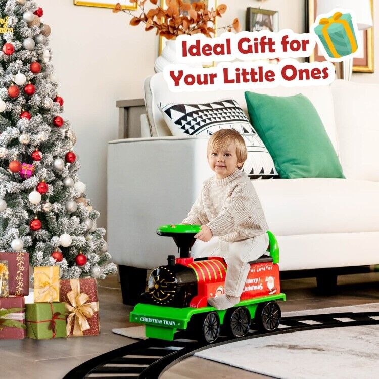 Load image into Gallery viewer, Interactive 6V Kids Ride-On Train with 16-Piece Track Set, Lights, Sounds, and Storage Seat
