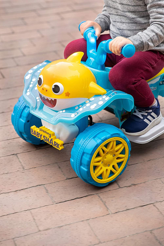 Interactive Baby Shark 6V Quad Ride-On with Light-Up Handlebars and Catchy Song