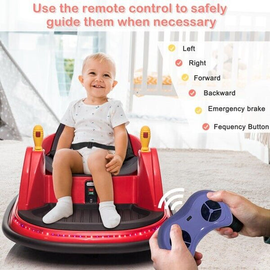 Interactive LED Bumper Car for Kids and Toddlers with Remote Control - Red