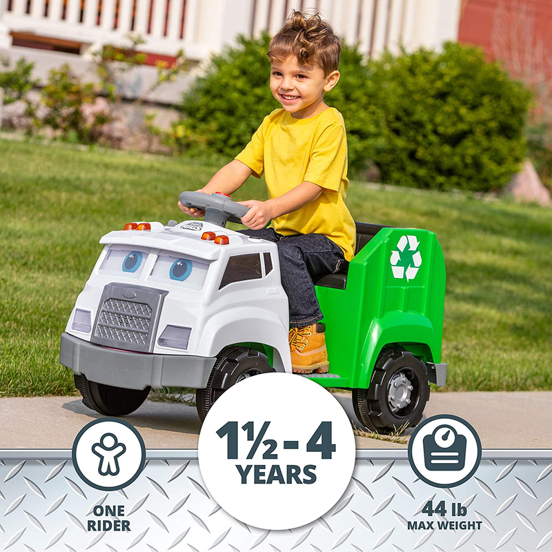 Load image into Gallery viewer, Interactive Toddler Recycling Truck Ride-On Toy by Kid Trax - Perfect for Kids Ages 1 and Up!

