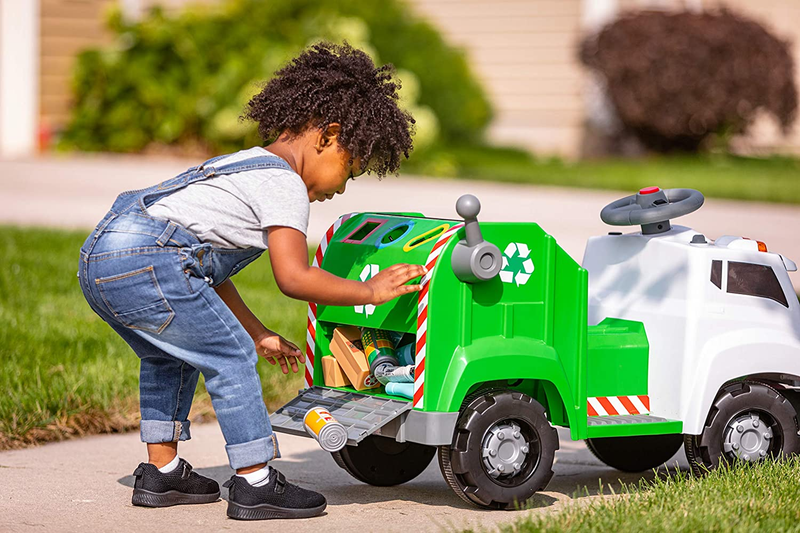 Load image into Gallery viewer, Interactive Toddler Recycling Truck Ride-On Toy by Kid Trax - Perfect for Kids Ages 1 and Up!
