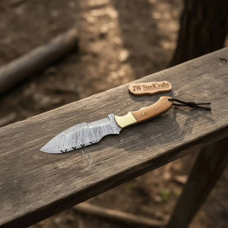 Load image into Gallery viewer, Canyon Tracker Survival Knife Damascus Steel Multiple Handle Colors | JW SteelCrafts
