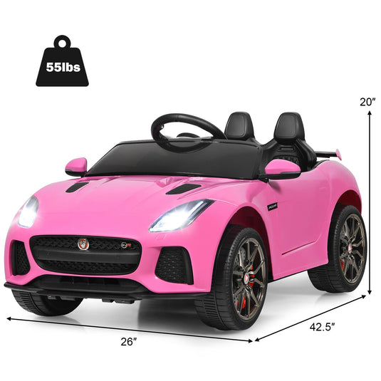 Jaguar F-Type SVR 12V Licensed Kids Ride On Car with Lights & Remote Control - Pink