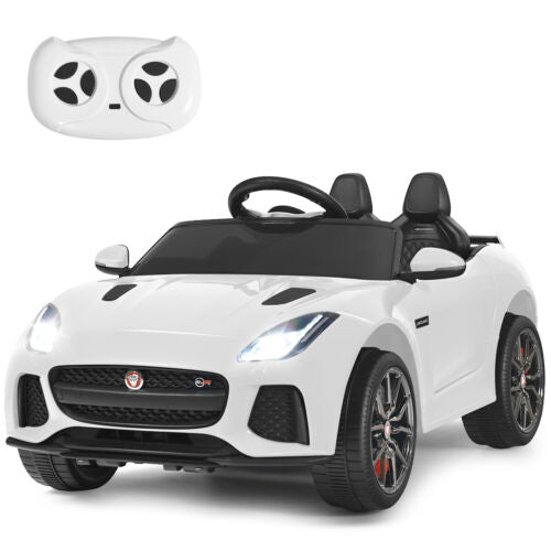 Jaguar F-Type SVR 12V Licensed Kids Ride On Car with Lights, Music, and Remote Control - White