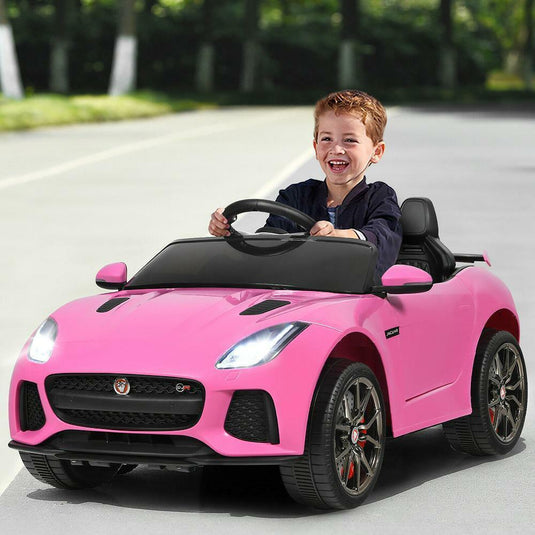 Jaguar F Type SVR 12V Ride-On Car for Kids with MP3, USB, and Pink LED Lights