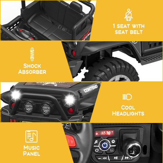 12V Electric Jeep Toy Car for Kids with LED Lights, MP3 Player, and Remote Control - Perfect Gift for Boys and Girls