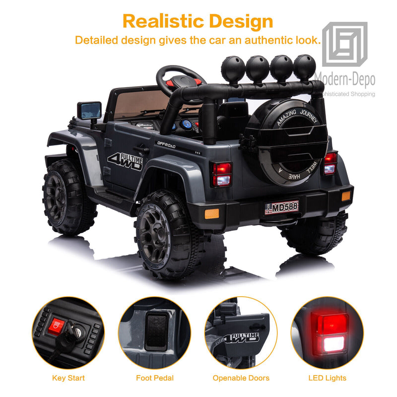 Load image into Gallery viewer, Jeep Kids Ride On Car with Parent Remote Control, Customizable Stickers, and LED Lights - 12V
