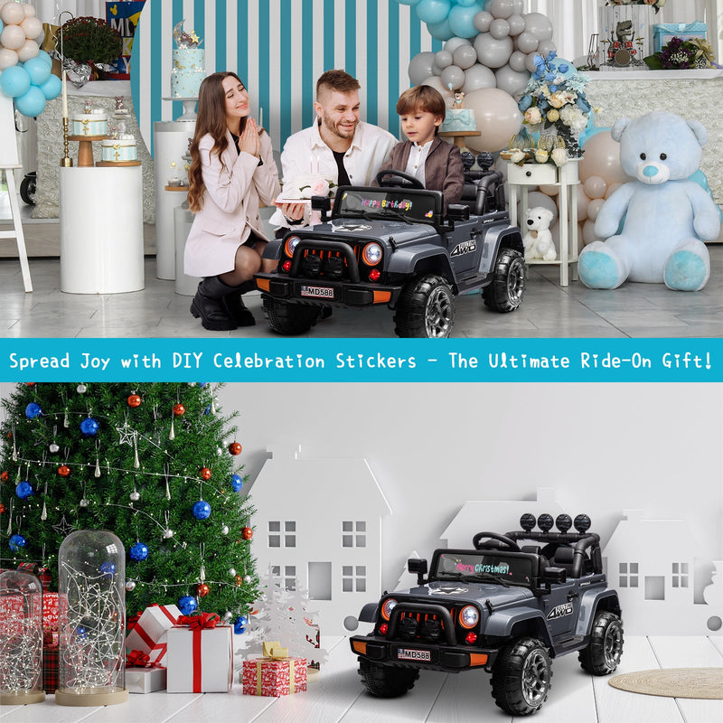 Load image into Gallery viewer, Jeep Kids Ride On Car with Parent Remote Control, Customizable Stickers, and LED Lights - 12V
