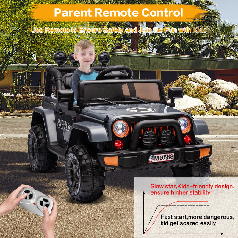 Load image into Gallery viewer, Jeep Kids Ride On Car with Parent Remote Control, Customizable Stickers, and LED Lights - 12V
