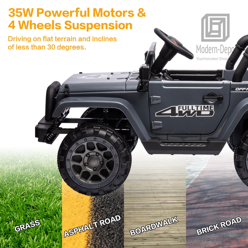 Load image into Gallery viewer, Jeep Kids Ride On Car with Parent Remote Control, Customizable Stickers, and LED Lights - 12V
