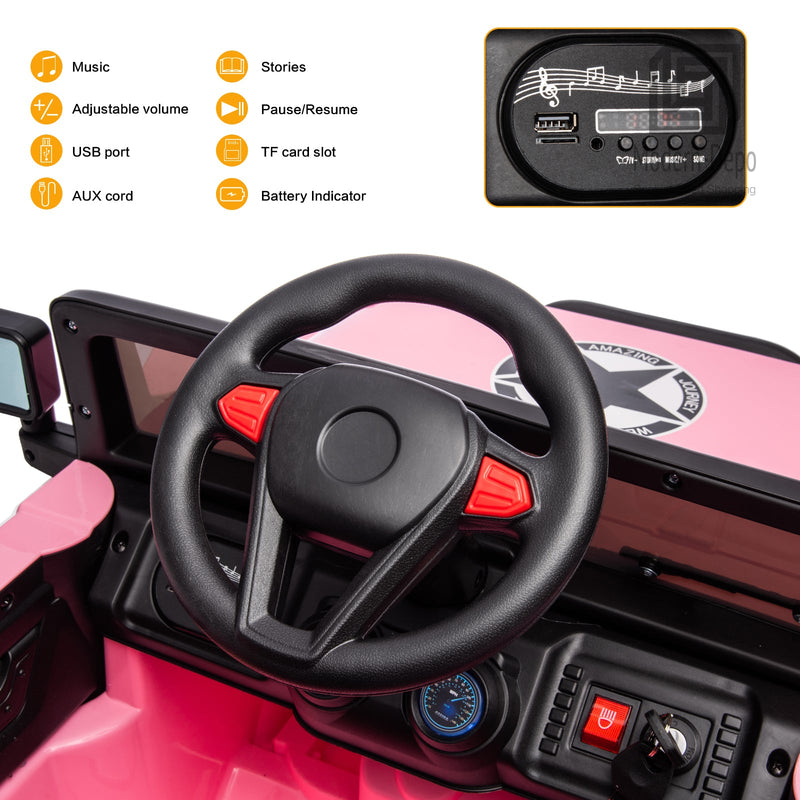 Load image into Gallery viewer, Jeep Kids Ride On Car with Parent Remote Control, Customizable Stickers, and LED Lights - 12V
