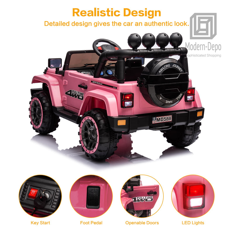 Load image into Gallery viewer, Jeep Kids Ride On Car with Parent Remote Control, Customizable Stickers, and LED Lights - 12V
