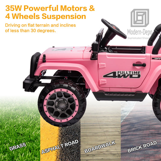 Jeep Kids Ride On Car with Parent Remote Control, Customizable Stickers, and LED Lights - 12V