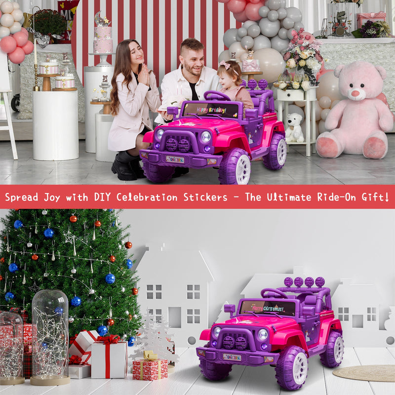 Load image into Gallery viewer, Jeep Kids Ride On Car with Parent Remote Control, Customizable Stickers, and LED Lights - 12V
