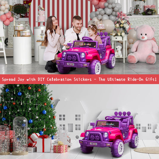 Jeep Kids Ride On Car with Parent Remote Control, Customizable Stickers, and LED Lights - 12V