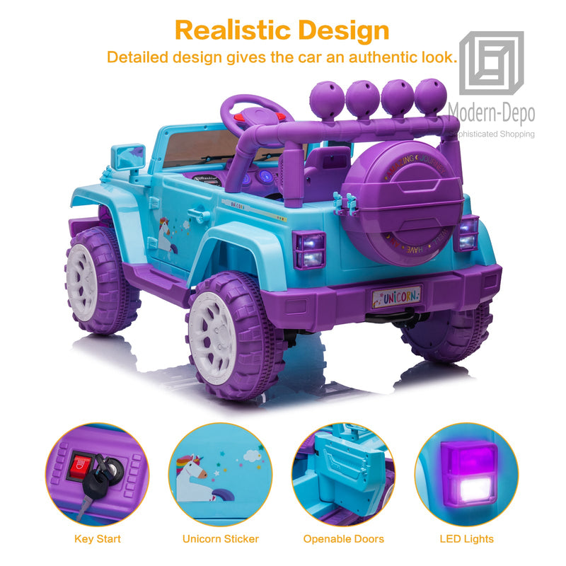 Load image into Gallery viewer, Jeep Kids Ride On Car with Parent Remote Control, Customizable Stickers, and LED Lights - 12V
