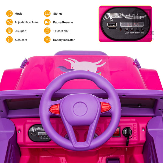 Jeep Kids Ride On Car with Parent Remote Control, Customizable Stickers, and LED Lights - 12V
