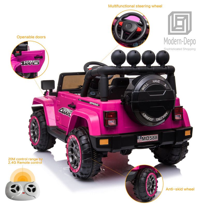 Load image into Gallery viewer, Jeep Kids Ride On Car with Parent Remote Control, Customizable Stickers, and LED Lights - 12V
